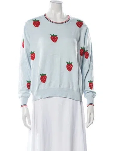 Pre-owned Clare V Graphic Print Crew Neck Sweater In Blue
