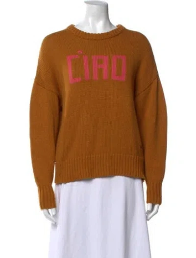 Pre-owned Clare V Graphic Print Crew Neck Sweater In Brown