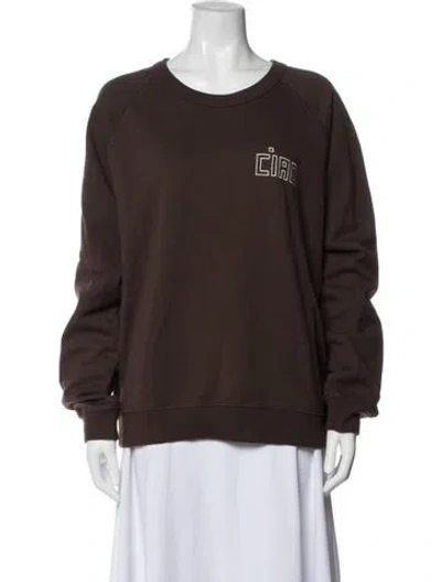 Pre-owned Clare V Graphic Print Crew Neck Sweater In Brown