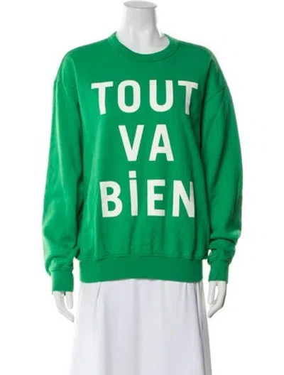 Pre-owned Clare V Graphic Print Crew Neck Sweater In Green