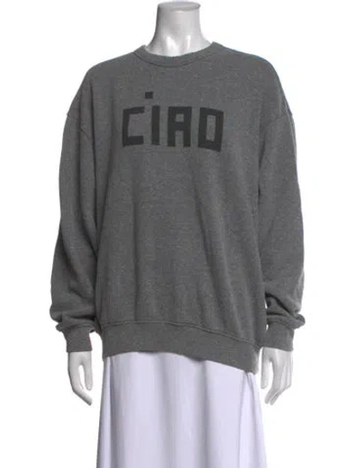 Pre-owned Clare V Graphic Print Crew Neck Sweater In Grey