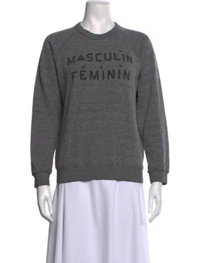 Pre-owned Clare V Graphic Print Crew Neck Sweater In Grey