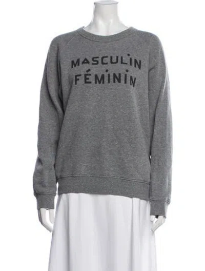 Pre-owned Clare V Graphic Print Crew Neck Sweater In Grey