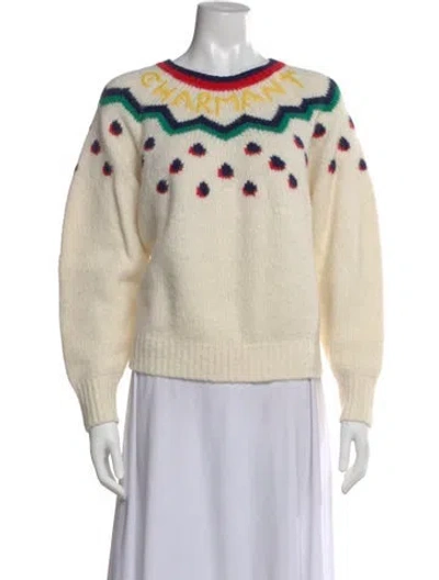 Pre-owned Clare V Graphic Print Crew Neck Sweater In Neutral