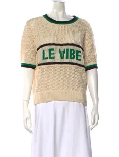 Pre-owned Clare V Graphic Print Crew Neck Sweater In Neutral