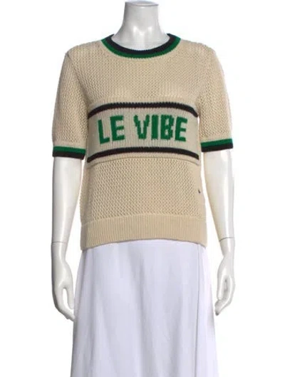 Pre-owned Clare V Graphic Print Crew Neck Sweater In Neutral