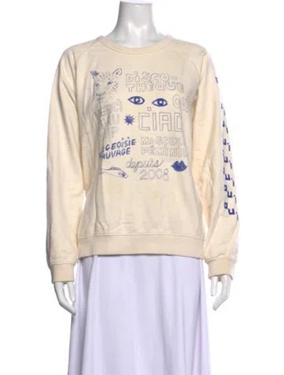 Pre-owned Clare V Graphic Print Crew Neck Sweater In Neutral