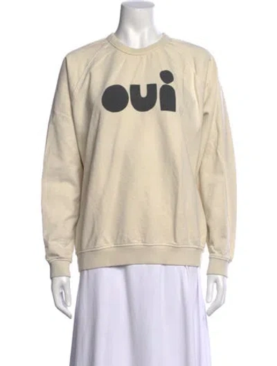 Pre-owned Clare V Graphic Print Crew Neck Sweater In Neutrals