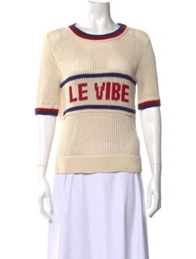 Pre-owned Clare V Graphic Print Crew Neck Sweater In Neutrals