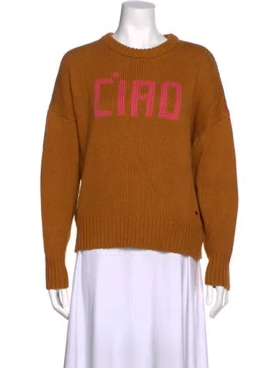Pre-owned Clare V Graphic Print Crew Neck Sweater In Orange