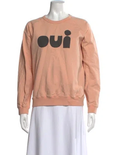 Pre-owned Clare V Graphic Print Crew Neck Sweater In Pink