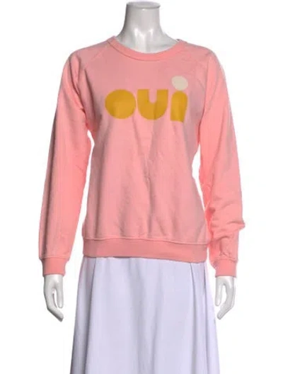 Pre-owned Clare V Graphic Print Crew Neck Sweater In Pink