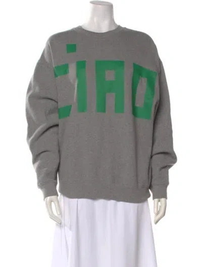 Pre-owned Clare V Graphic Print Crew Neck Sweater W/ Tags In Gray