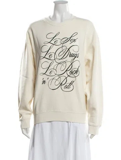 Pre-owned Clare V Graphic Print Crew Neck Sweater W/ Tags In Neutrals