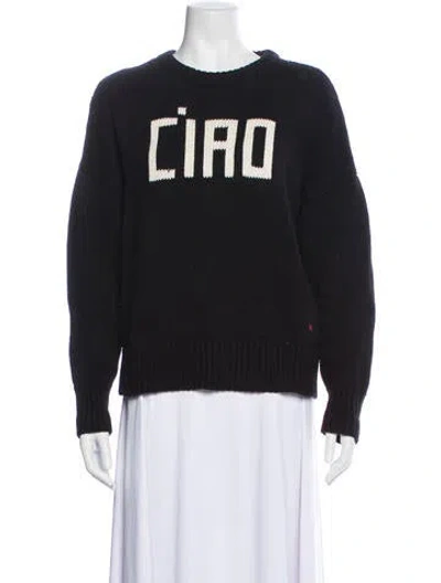 Pre-owned Clare V Graphic Print Crew Neck Sweater In White
