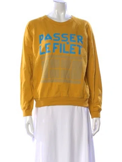 Pre-owned Clare V Graphic Print Crew Neck Sweater In Yellow