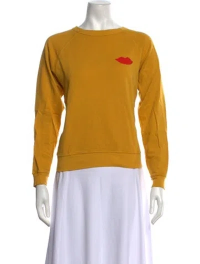 Pre-owned Clare V Graphic Print Crew Neck Sweater In Yellow