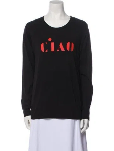 Pre-owned Clare V Graphic Print Crew Neck Sweatshirt In Black