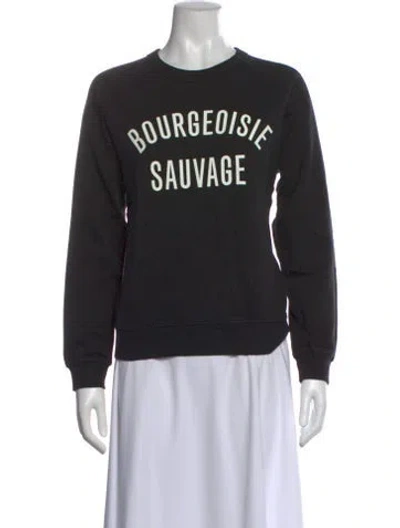 Pre-owned Clare V Graphic Print Crew Neck Sweatshirt In Black