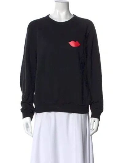 Pre-owned Clare V Graphic Print Crew Neck Sweatshirt In Black