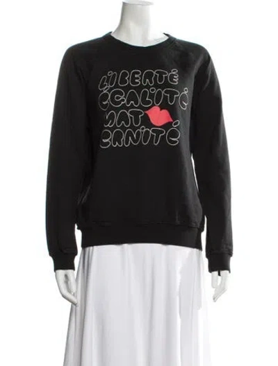 Pre-owned Clare V Graphic Print Crew Neck Sweatshirt In Black