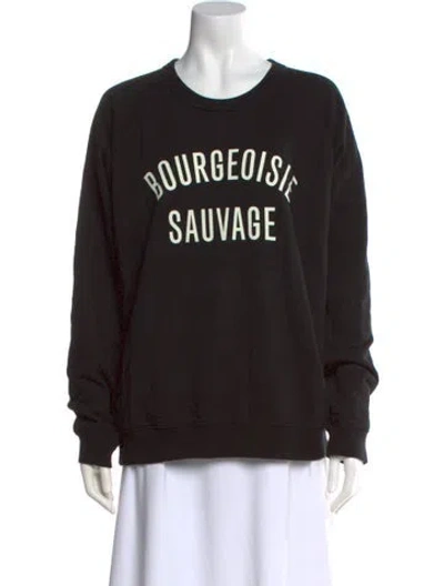 Pre-owned Clare V Graphic Print Crew Neck Sweatshirt In Black