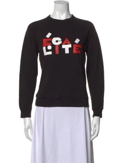 Pre-owned Clare V Graphic Print Crew Neck Sweatshirt In Black