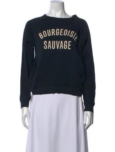 Pre-owned Clare V Graphic Print Crew Neck Sweatshirt In Black