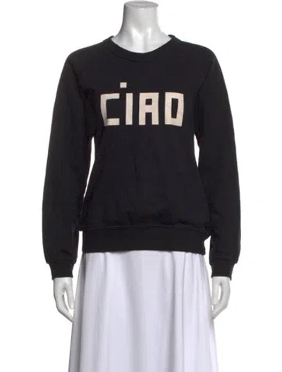 Pre-owned Clare V Graphic Print Crew Neck Sweatshirt In Black