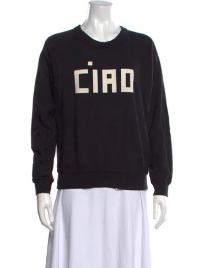 Pre-owned Clare V Graphic Print Crew Neck Sweatshirt In Black