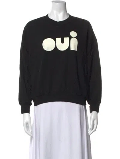 Pre-owned Clare V Graphic Print Crew Neck Sweatshirt In Black