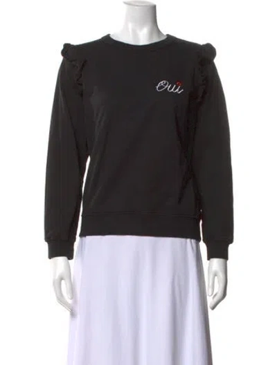 Pre-owned Clare V Graphic Print Crew Neck Sweatshirt In Black