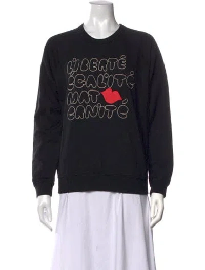 Pre-owned Clare V Graphic Print Crew Neck Sweatshirt In Black