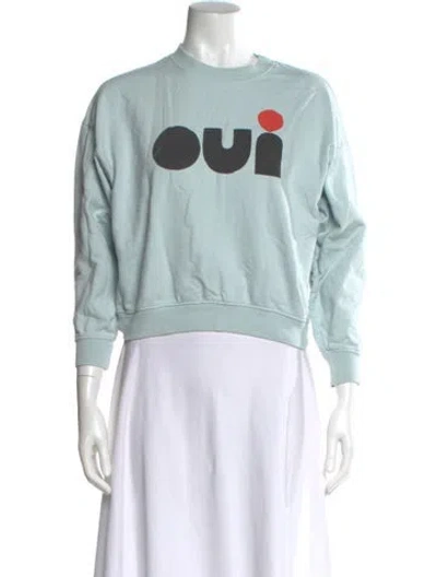 Pre-owned Clare V Graphic Print Crew Neck Sweatshirt In Blue