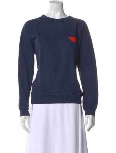 Pre-owned Clare V Graphic Print Crew Neck Sweatshirt In Blue