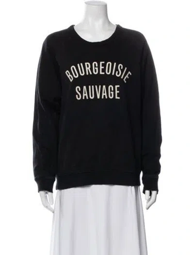 Pre-owned Clare V Graphic Print Crew Neck Sweatshirt In Blue