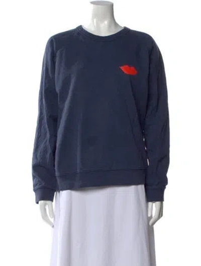 Pre-owned Clare V Graphic Print Crew Neck Sweatshirt In Blue