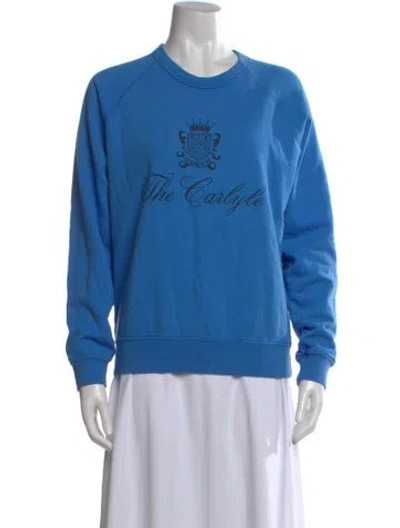 Pre-owned Clare V Graphic Print Crew Neck Sweatshirt In Blue