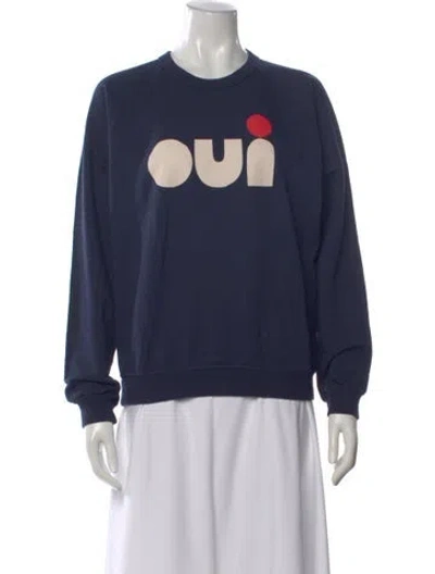 Pre-owned Clare V Graphic Print Crew Neck Sweatshirt In Blue