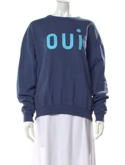 Pre-owned Clare V Graphic Print Crew Neck Sweatshirt In Blue