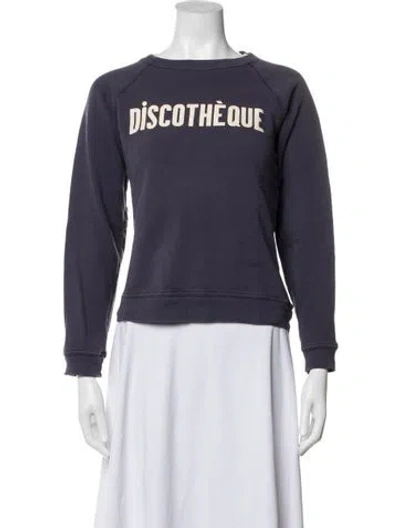 Pre-owned Clare V Graphic Print Crew Neck Sweatshirt In Blue