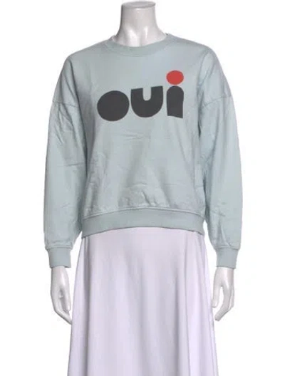 Pre-owned Clare V Graphic Print Crew Neck Sweatshirt In Blue