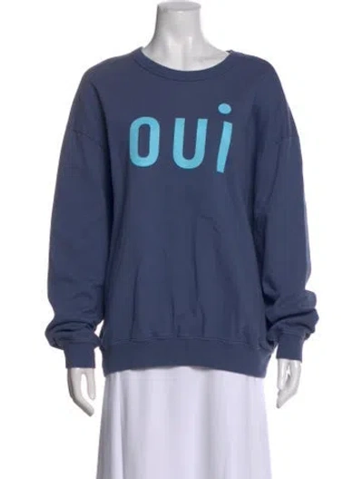 Pre-owned Clare V Graphic Print Crew Neck Sweatshirt In Blue