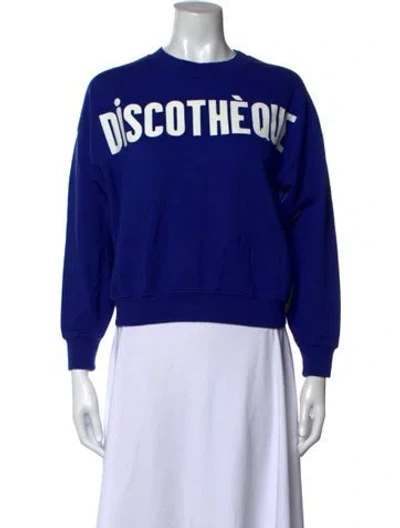 Pre-owned Clare V Graphic Print Crew Neck Sweatshirt In Blue