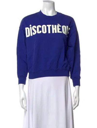 Pre-owned Clare V Graphic Print Crew Neck Sweatshirt In Blue