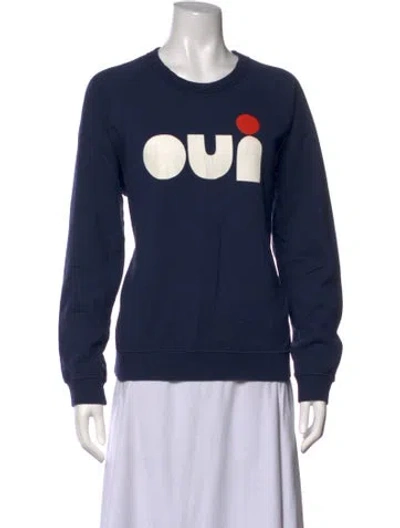 Pre-owned Clare V Graphic Print Crew Neck Sweatshirt In Blue