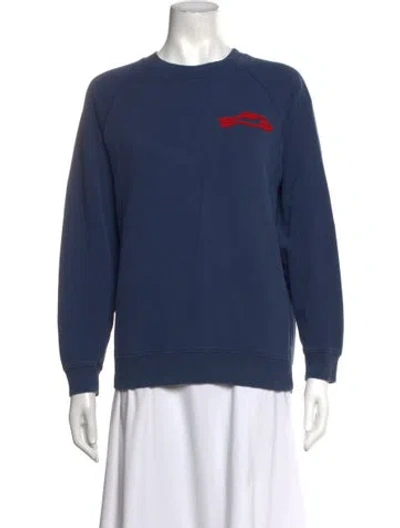 Pre-owned Clare V Graphic Print Crew Neck Sweatshirt In Blue
