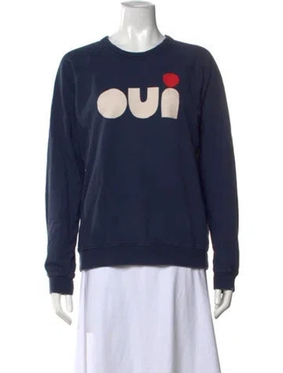 Pre-owned Clare V Graphic Print Crew Neck Sweatshirt In Blue