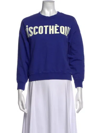 Pre-owned Clare V Graphic Print Crew Neck Sweatshirt In Blue