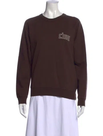 Pre-owned Clare V Graphic Print Crew Neck Sweatshirt In Brown